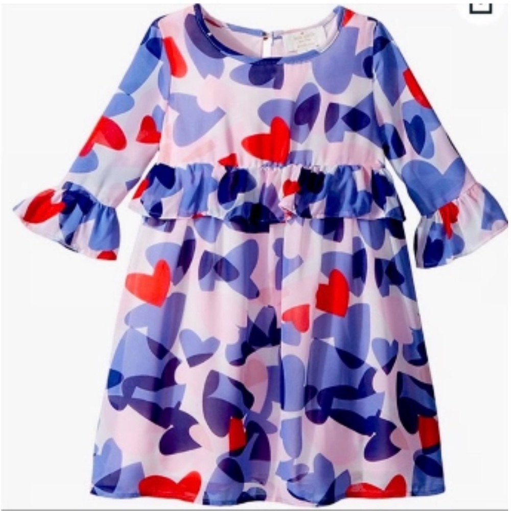 Kate Spade ruffle confetti hearts dress toddler girls size 4 Euc